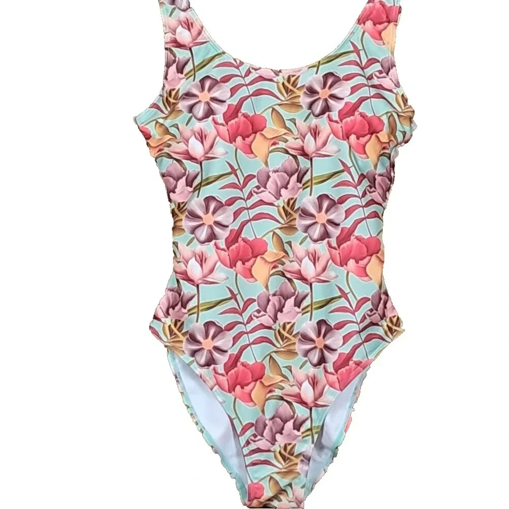 NICOLE MILLER Sz S One Piece Swimsuit Leaf Cascade Print Scoop Back NWT $120